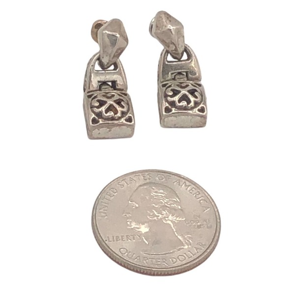 BRIGHTON TRIBECA Heart Scroll Silver Post Drop Dangle Earrings - Picture 5 of 7